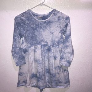 Girls Blue tie dye long sleeve dress